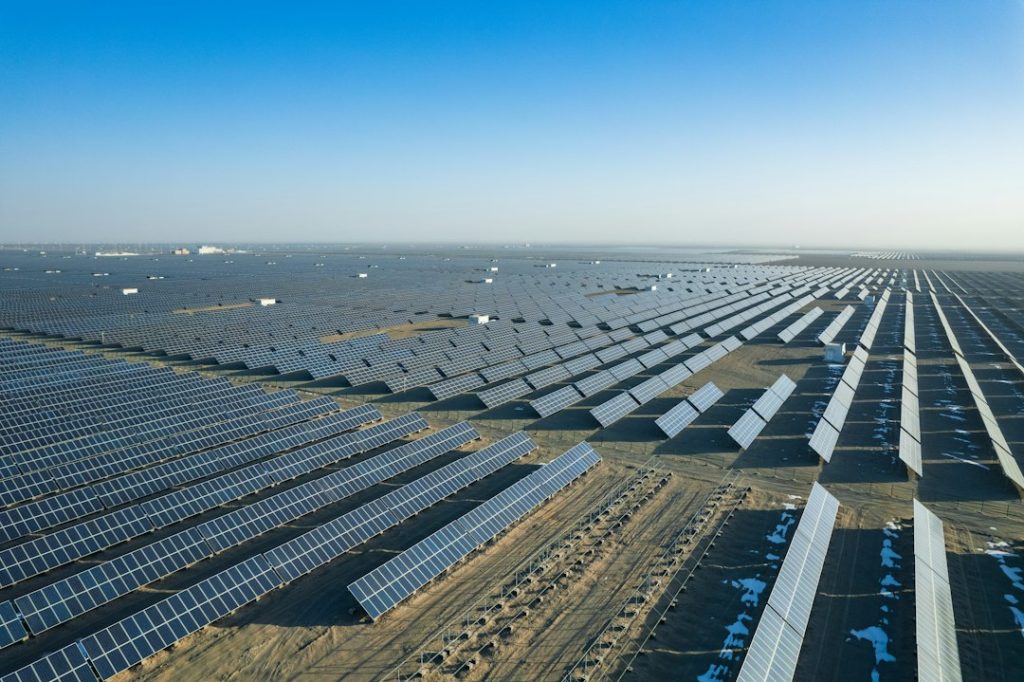 an aerial view of a large solar farm an aerial view of a large solar farm